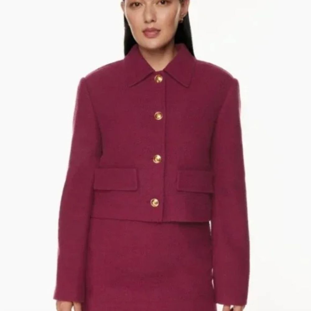 Babaton Burgundy Blazer with Gold Buttons
